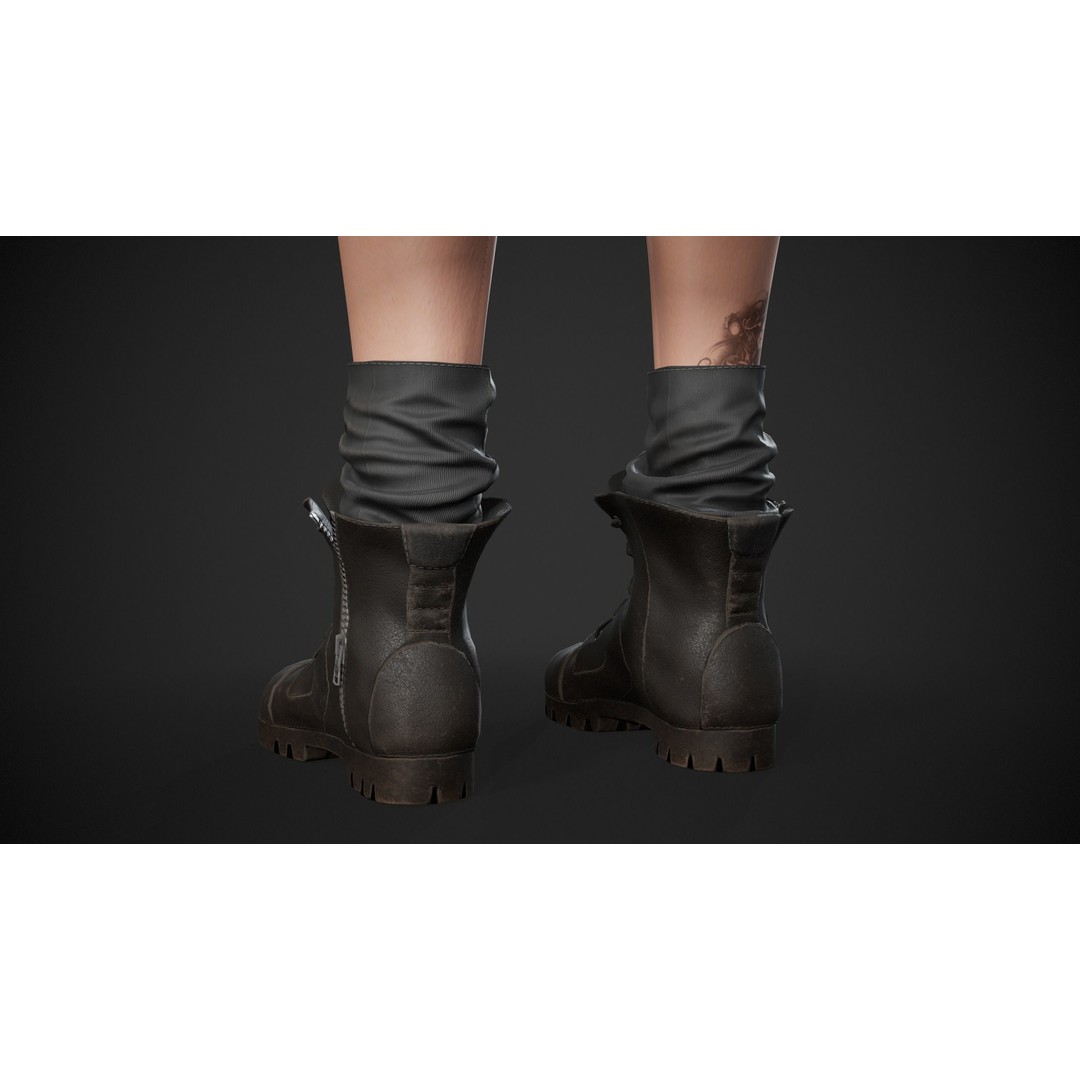 Biker Girl Character 3D Model – Low Poly PBR Game Asset, FBX, OBJ - View 16