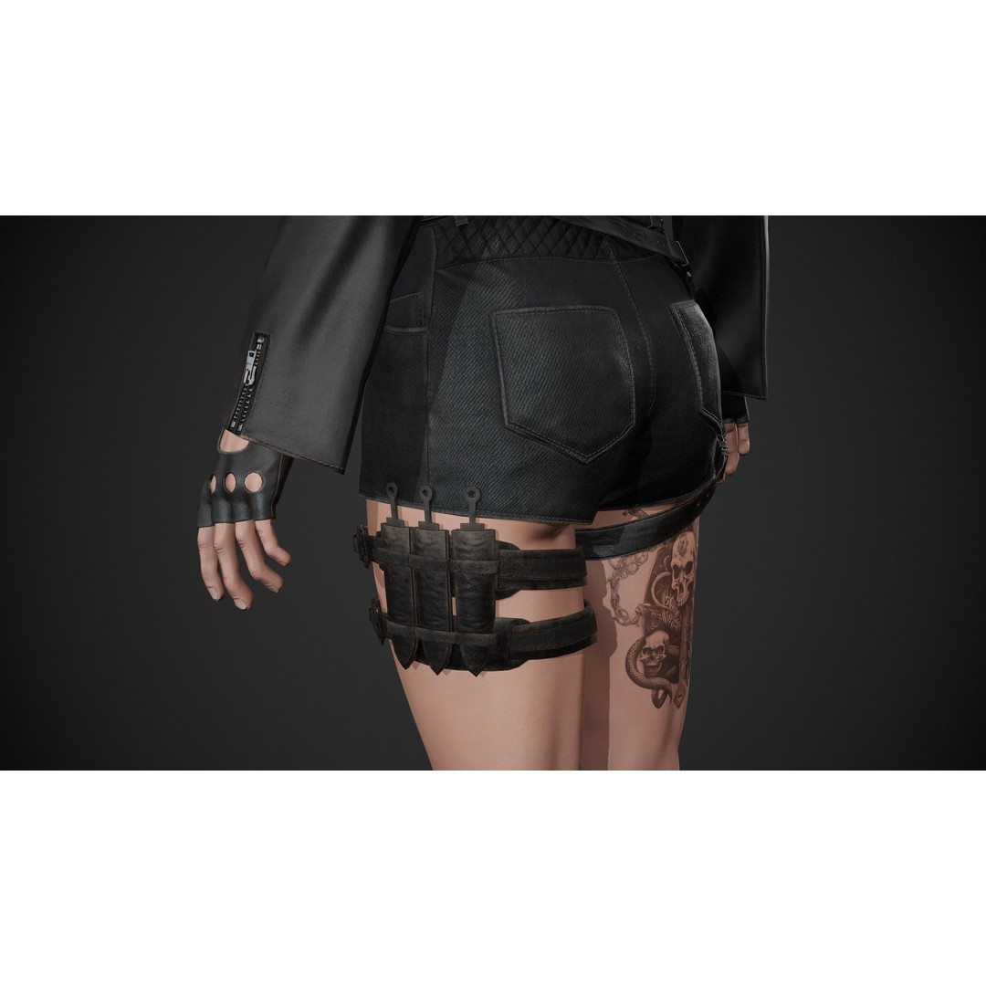 Biker Girl Character 3D Model – Low Poly PBR Game Asset, FBX, OBJ - View 18