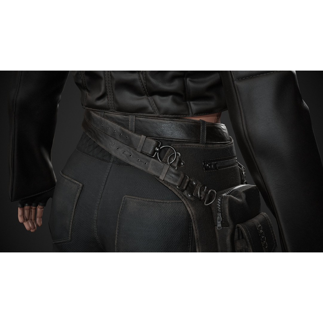 Biker Girl Character 3D Model – Low Poly PBR Game Asset, FBX, OBJ - View 19