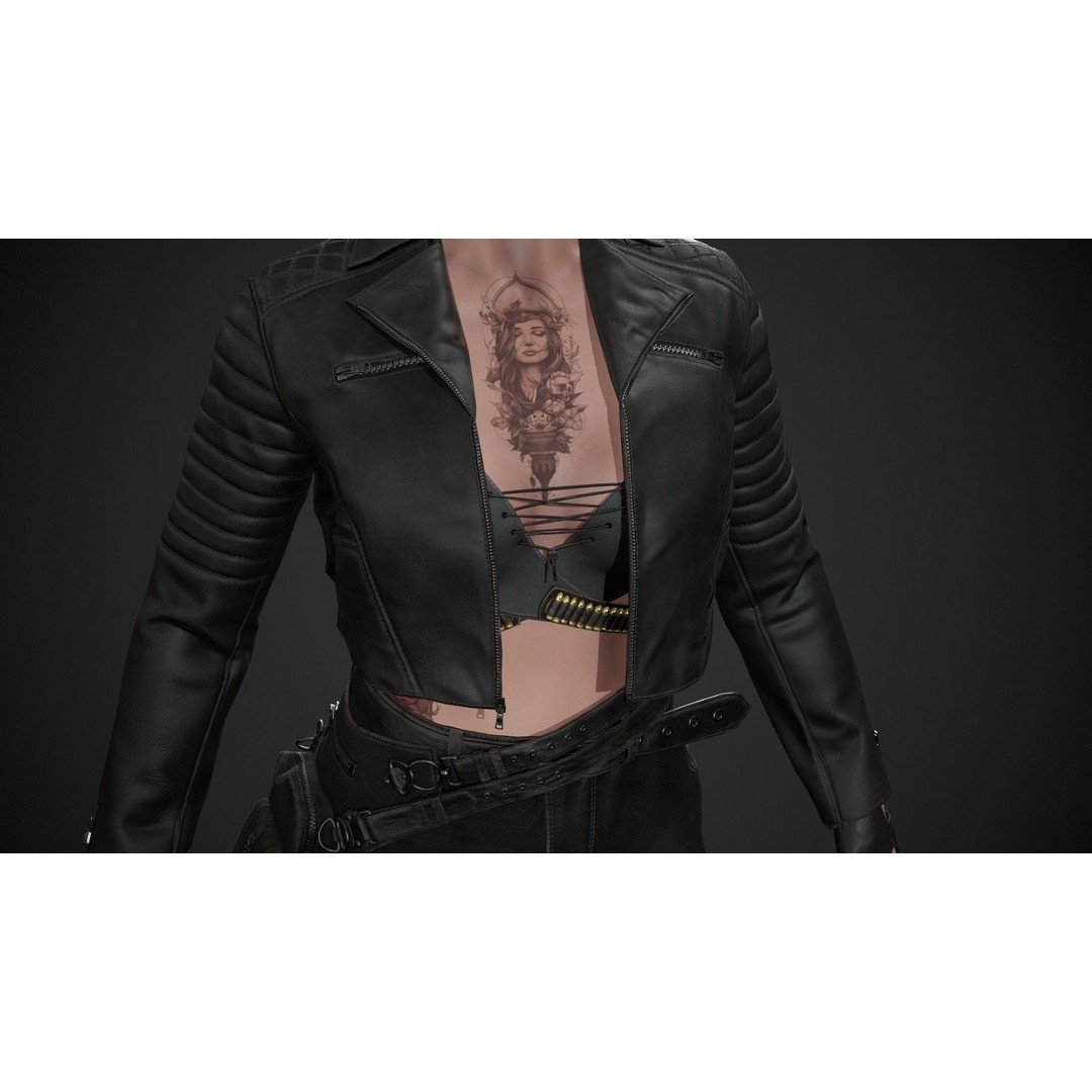 Biker Girl Character 3D Model – Low Poly PBR Game Asset, FBX, OBJ - View 21