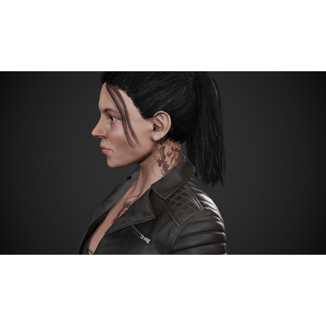 Biker Girl Character 3D Model – Low Poly PBR Game Asset, FBX, OBJ - View 22