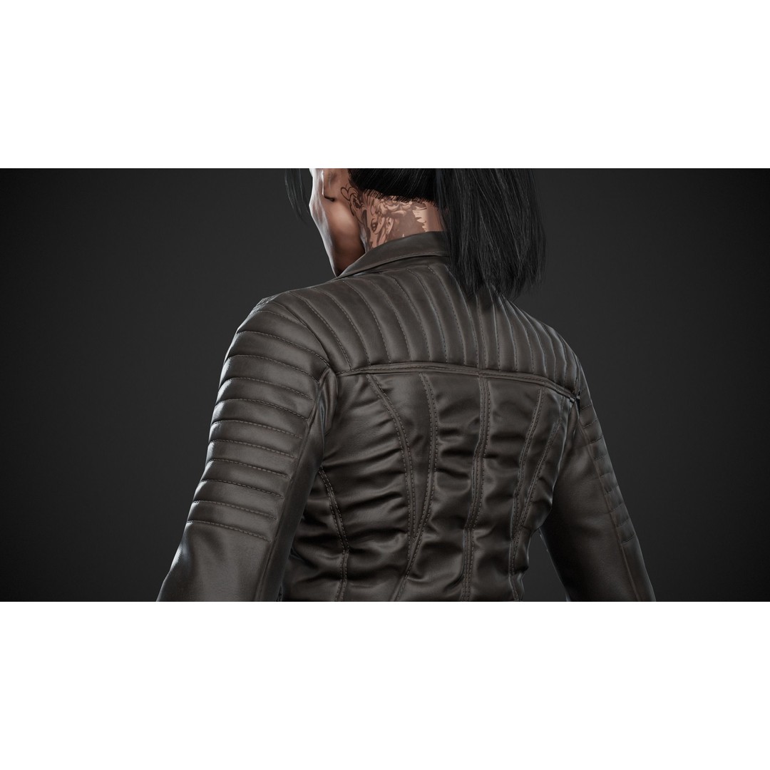 Biker Girl Character 3D Model – Low Poly PBR Game Asset, FBX, OBJ - View 23
