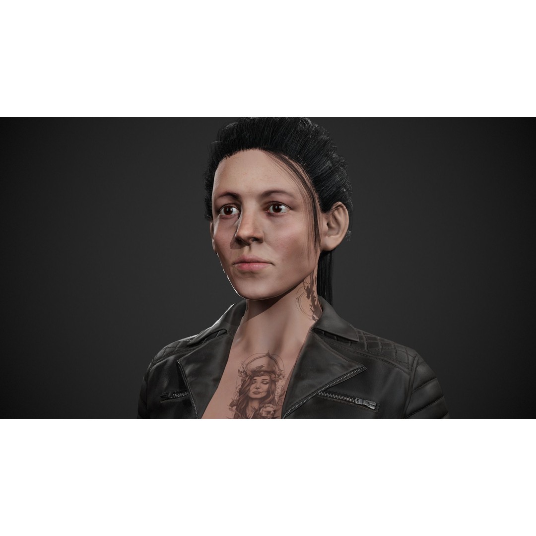 Biker Girl Character 3D Model – Low Poly PBR Game Asset, FBX, OBJ - View 5