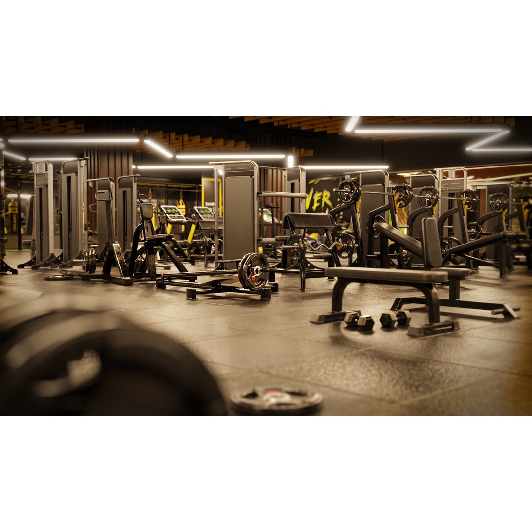 Gym Equipment 3D Model – Low Poly Rigged Asset, FBX, PBR - View 13