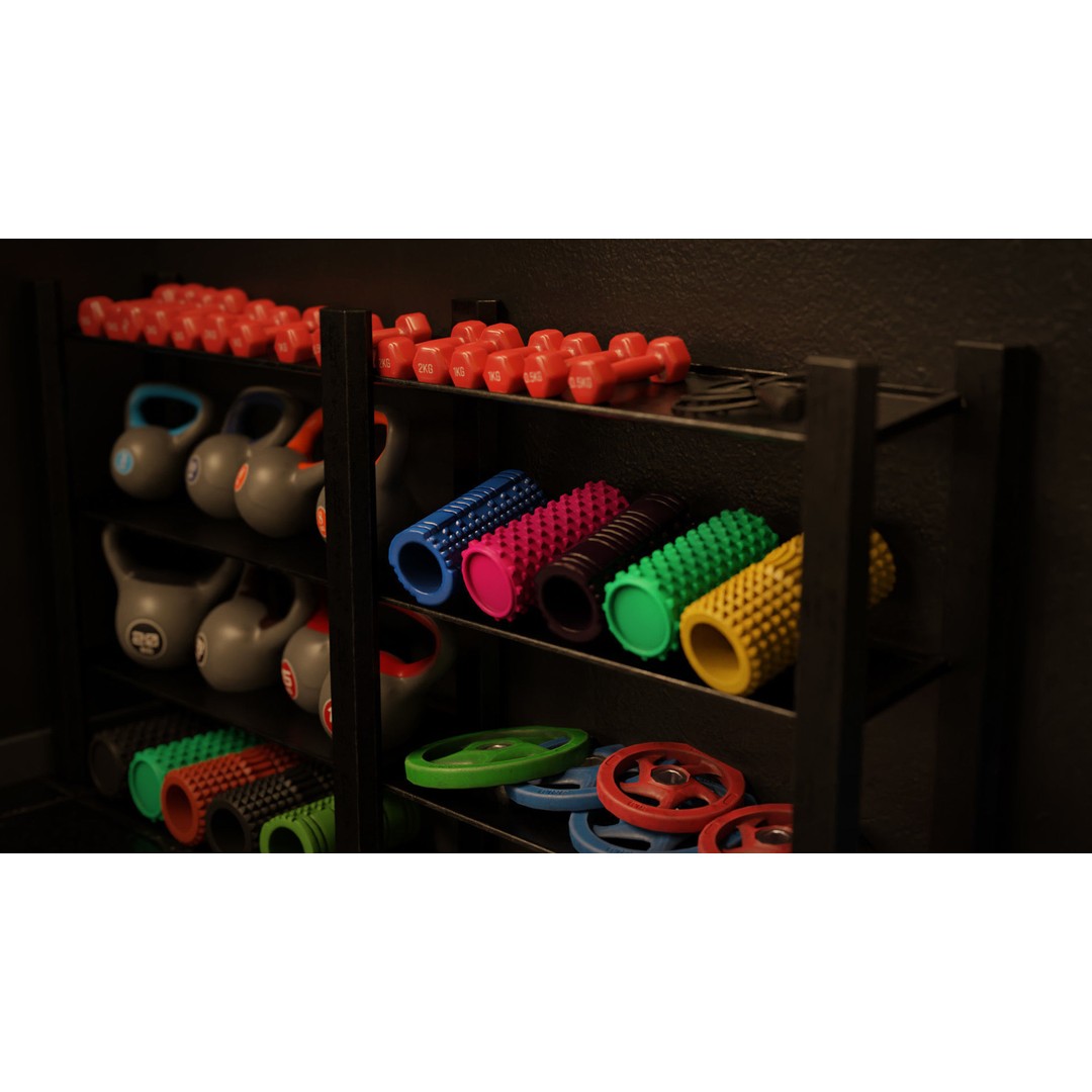 Gym Equipment 3D Model – Low Poly Rigged Asset, FBX, PBR - View 15