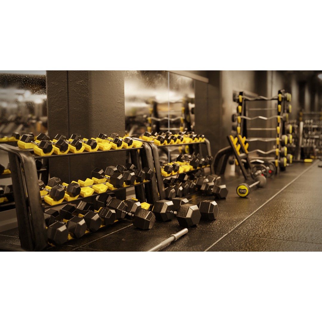 Gym Equipment 3D Model – Low Poly Rigged Asset, FBX, PBR - View 17