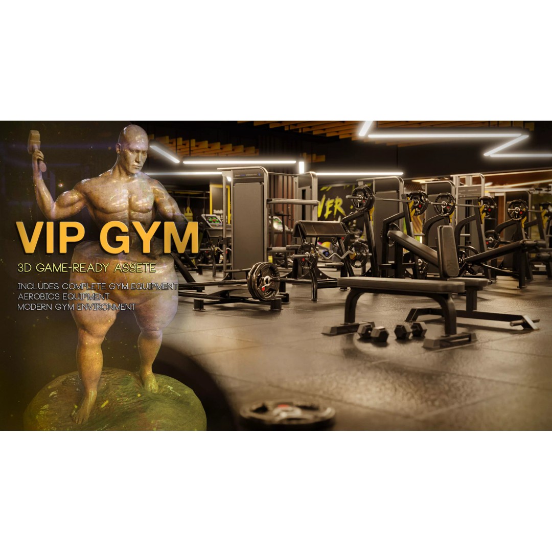 Gym Equipment 3D Model – Low Poly Rigged Asset, FBX, PBR - View 2