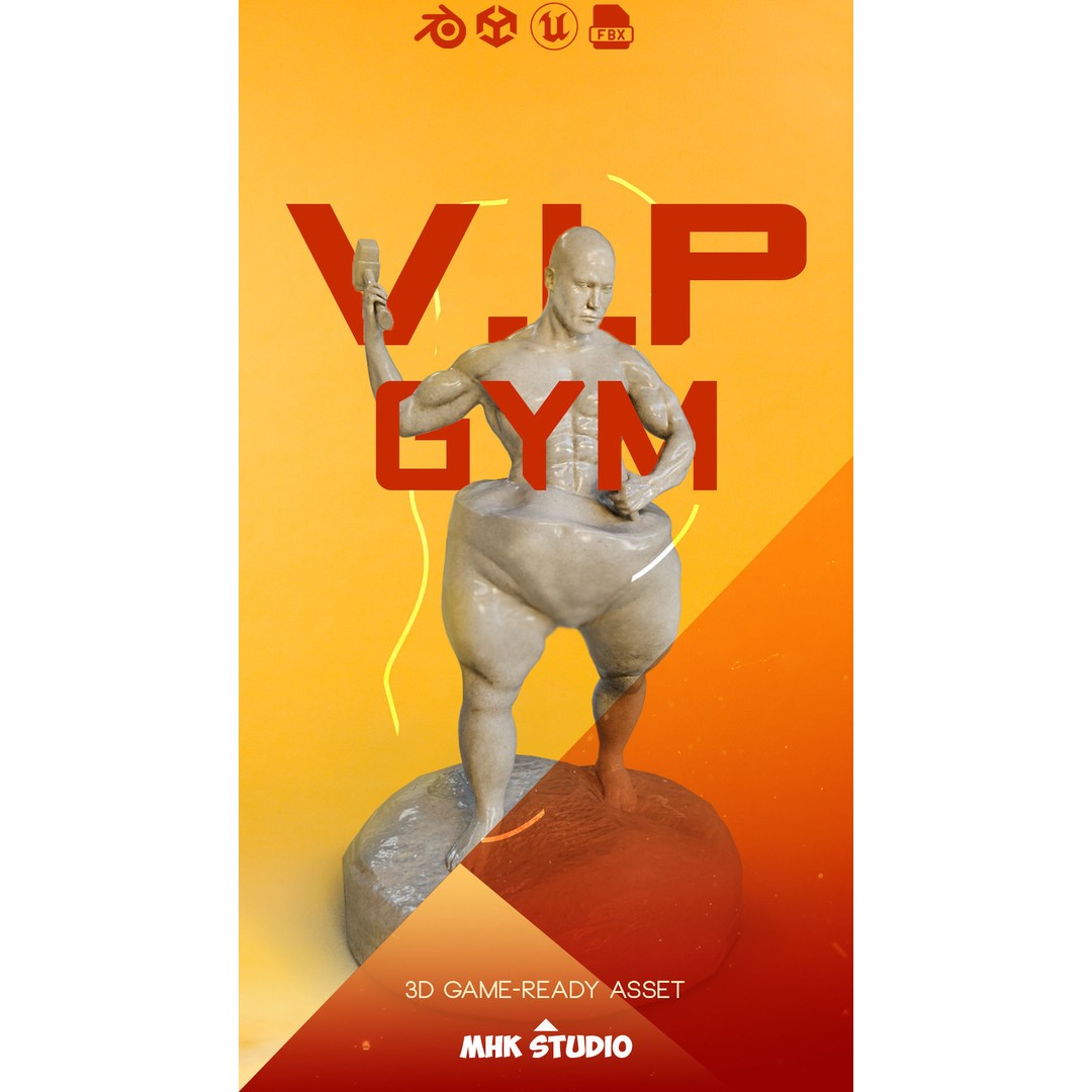 Gym Equipment 3D Model – Low Poly Rigged Asset, FBX, PBR - View 20