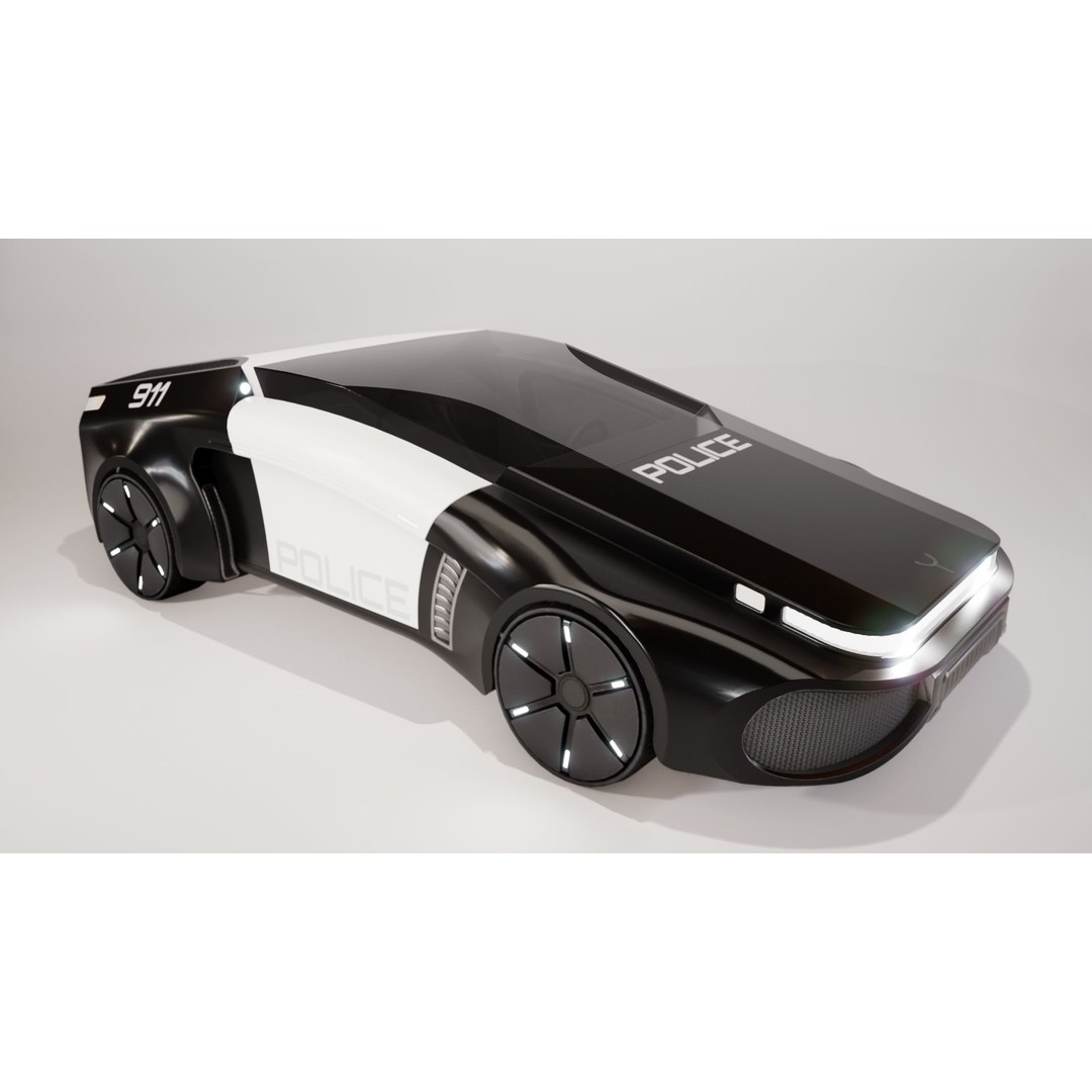 Futuristic Car 3D Model – Low Poly Game Ready Asset, FBX - View 10