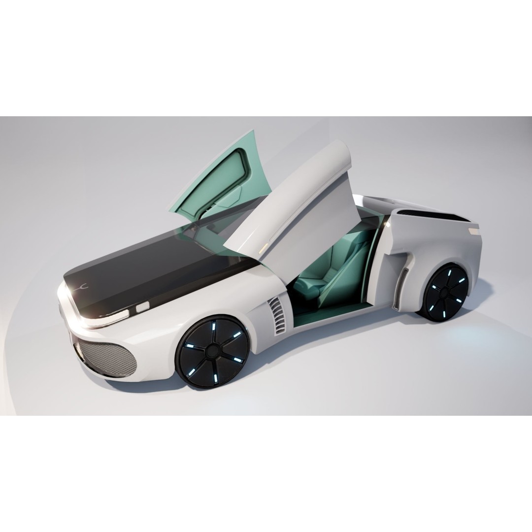 Futuristic Car 3D Model – Low Poly Game Ready Asset, FBX - View 15