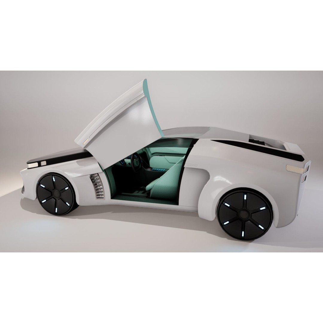 Futuristic Car 3D Model – Low Poly Game Ready Asset, FBX - View 16