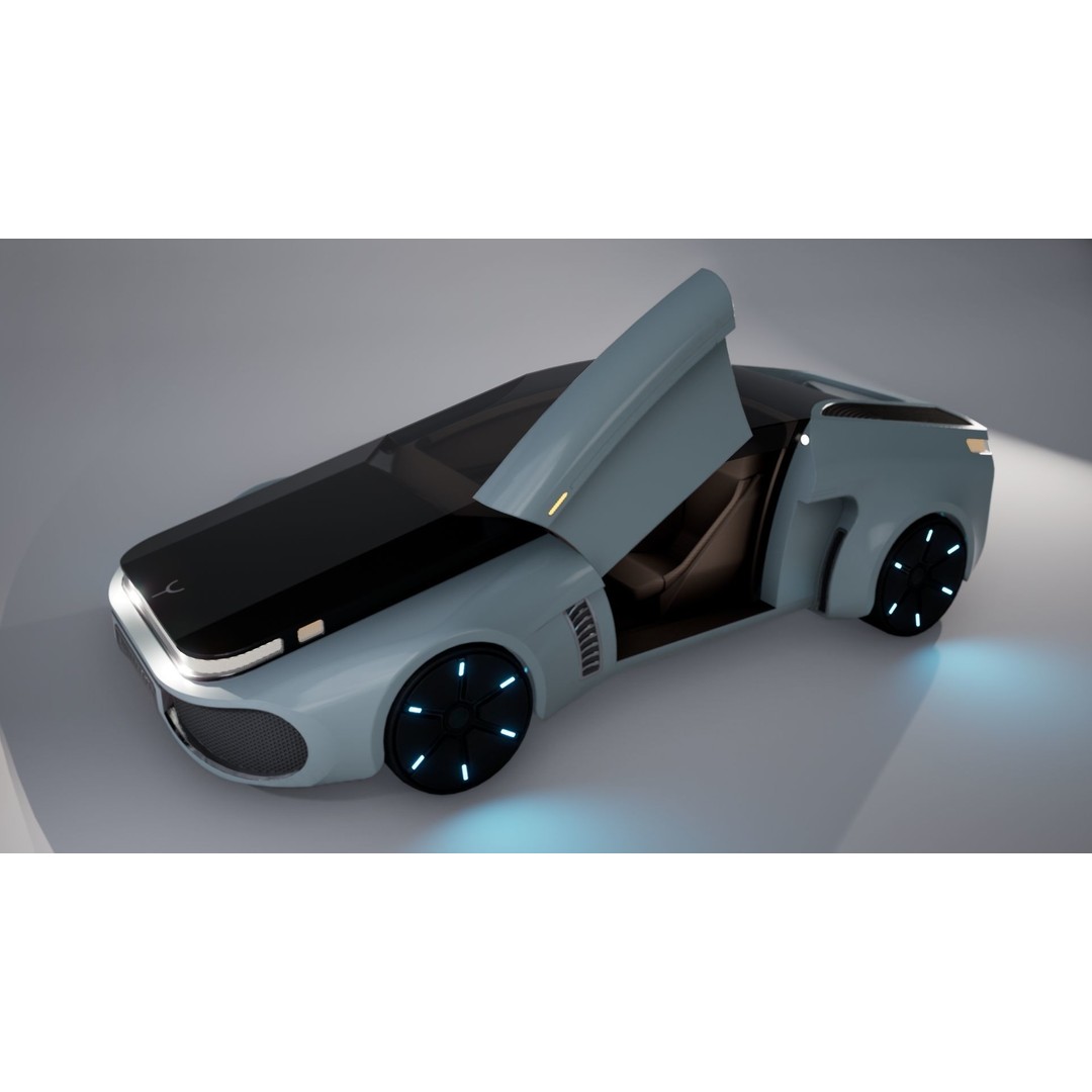 Futuristic Car 3D Model – Low Poly Game Ready Asset, FBX - View 17