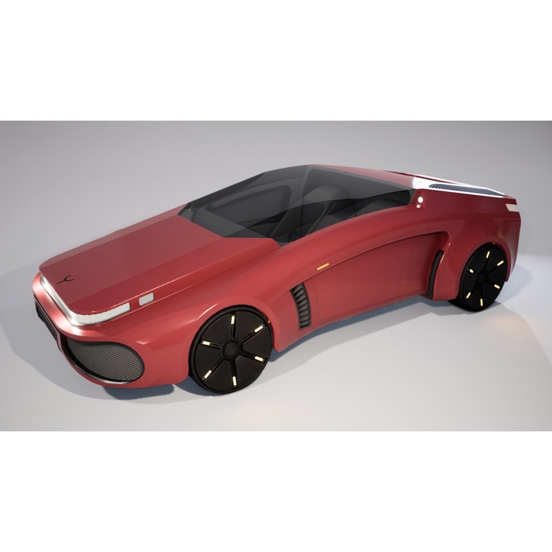 Futuristic Car 3D Model – Low Poly Game Ready Asset, FBX - View 19