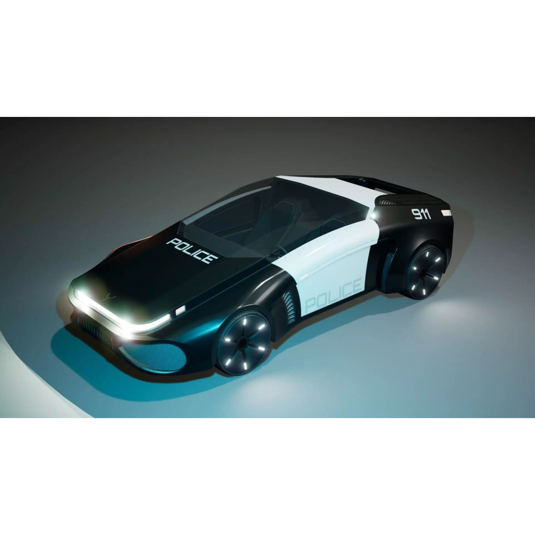 Futuristic Car 3D Model – Low Poly Game Ready Asset, FBX - View 2