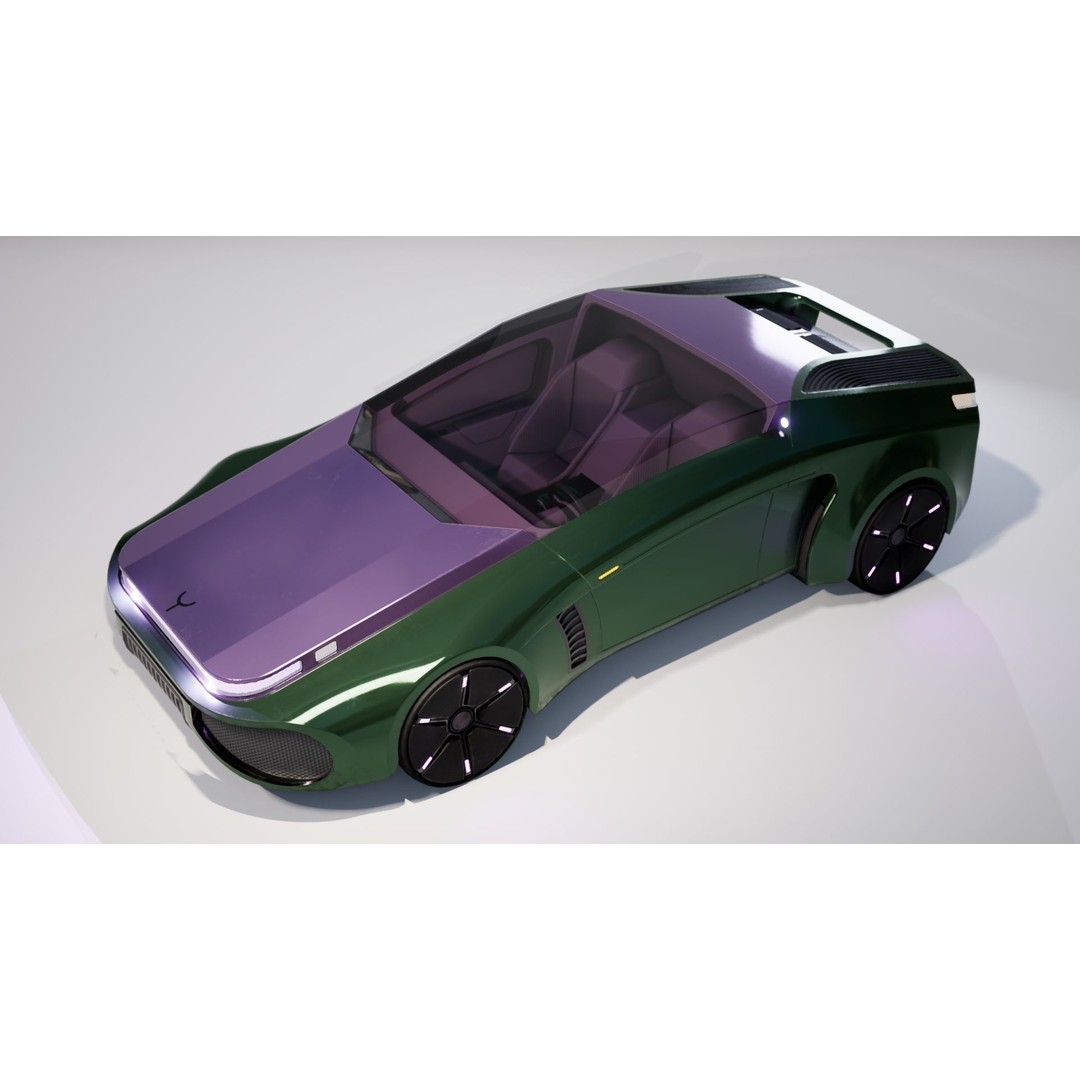 Futuristic Car 3D Model – Low Poly Game Ready Asset, FBX - View 22