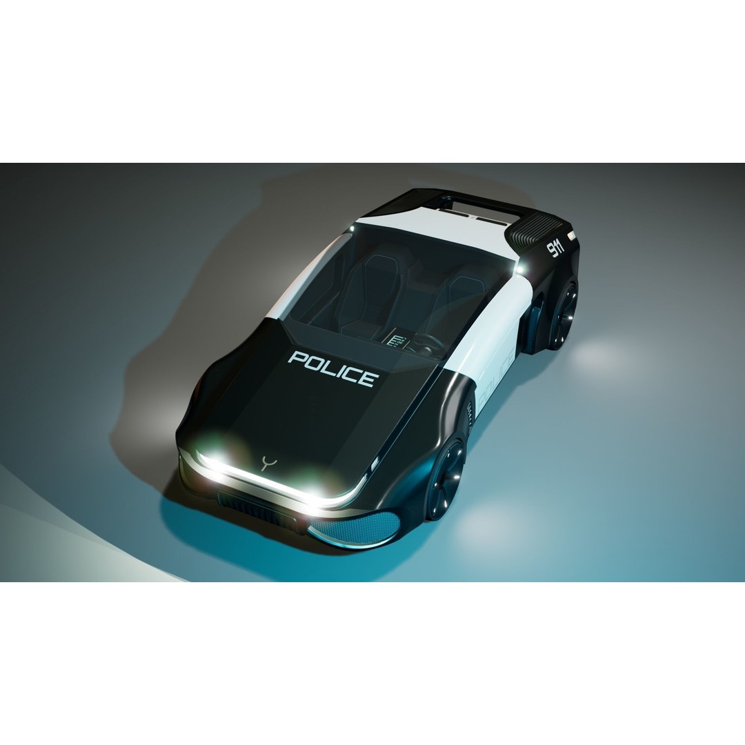 Futuristic Car 3D Model – Low Poly Game Ready Asset, FBX - View 3