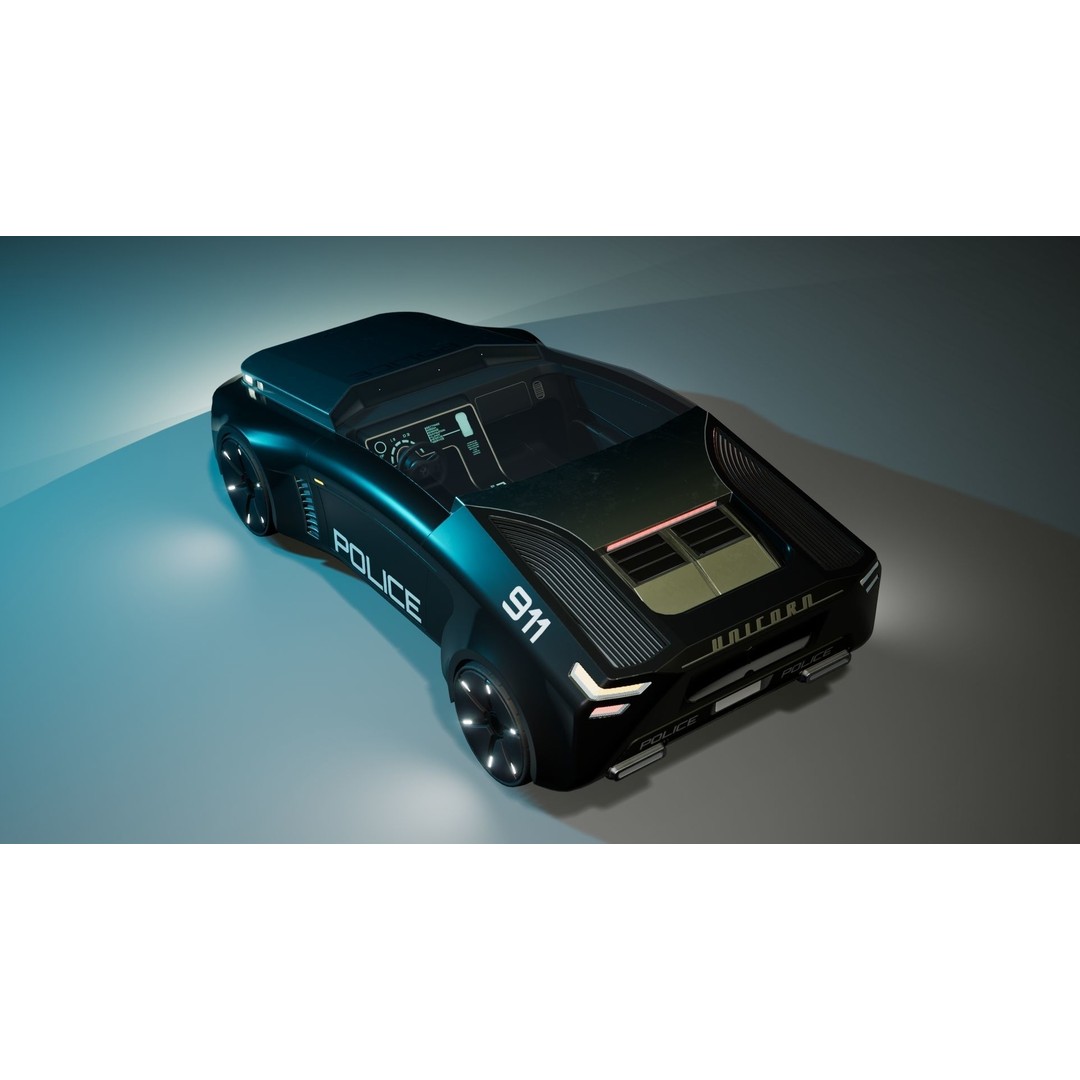 Futuristic Car 3D Model – Low Poly Game Ready Asset, FBX - View 4