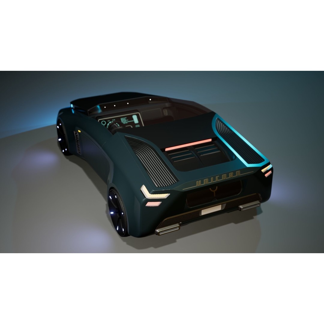 Futuristic Car 3D Model – Low Poly Game Ready Asset, FBX - View 6