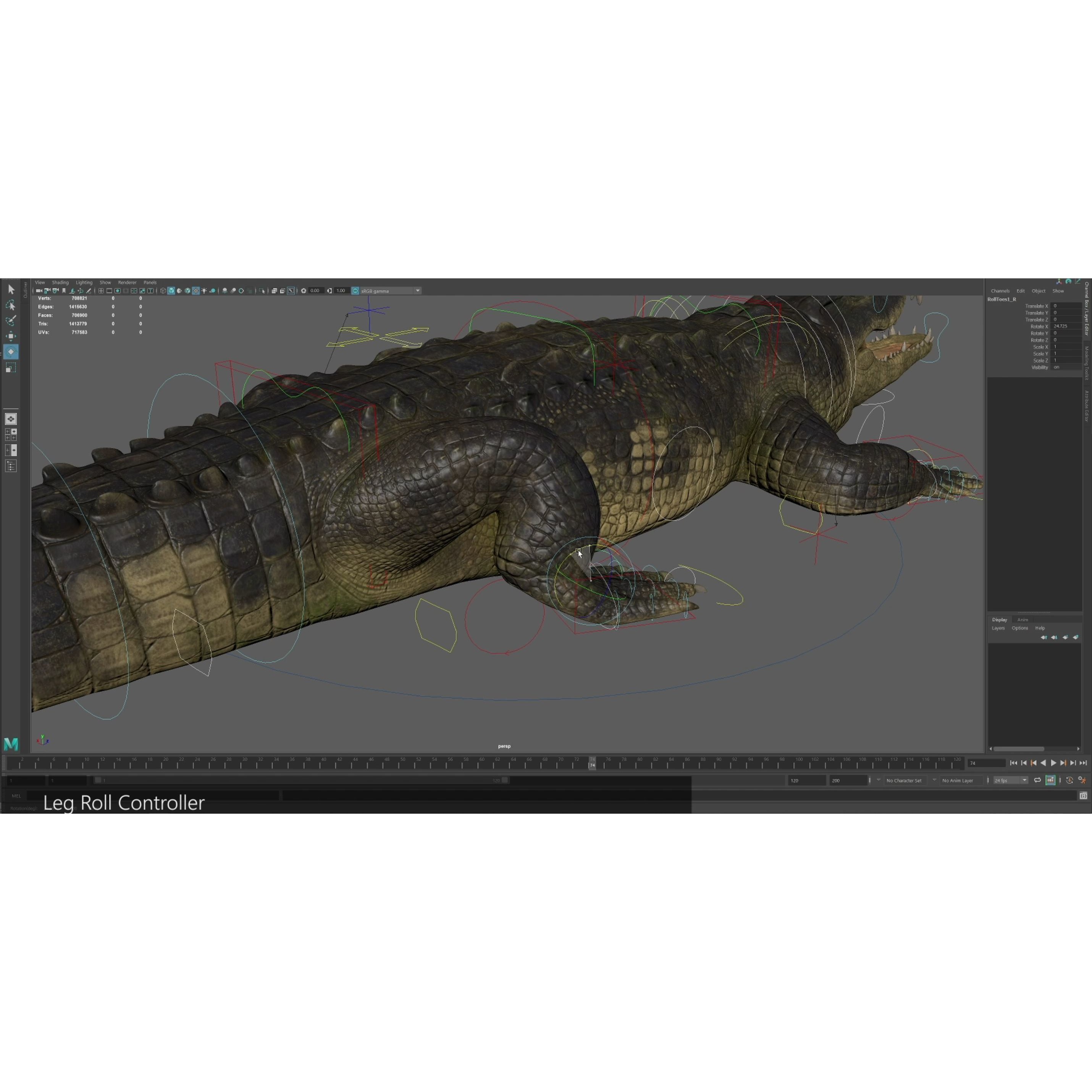 Realistic Crocodile Rig - Game-Ready 3D Model - View 30