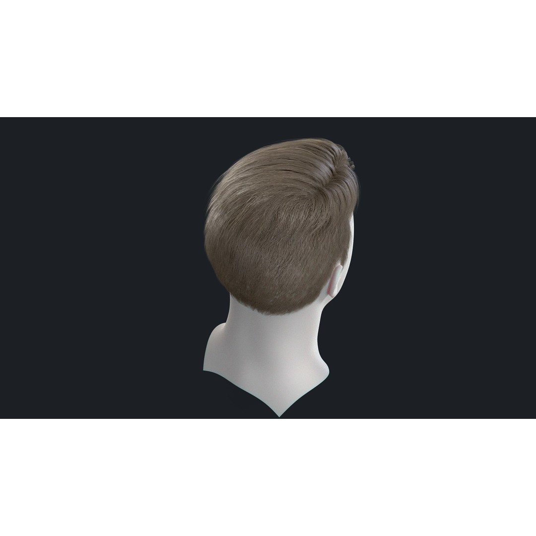 Realtime Mens Hairstyle 3D Model – Low Poly Hair Asset, FBX - View 10