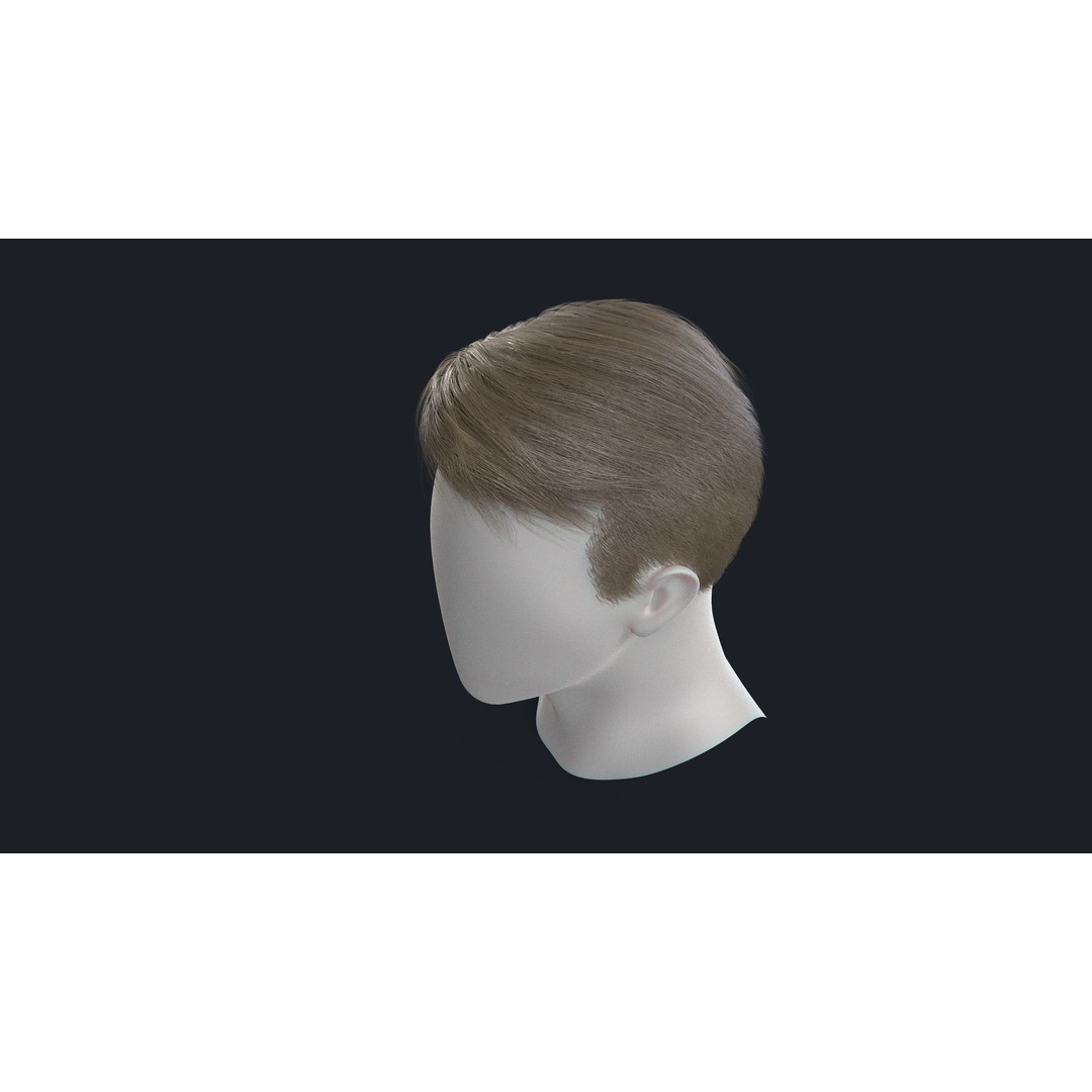 Realtime Mens Hairstyle 3D Model – Low Poly Hair Asset, FBX - View 11