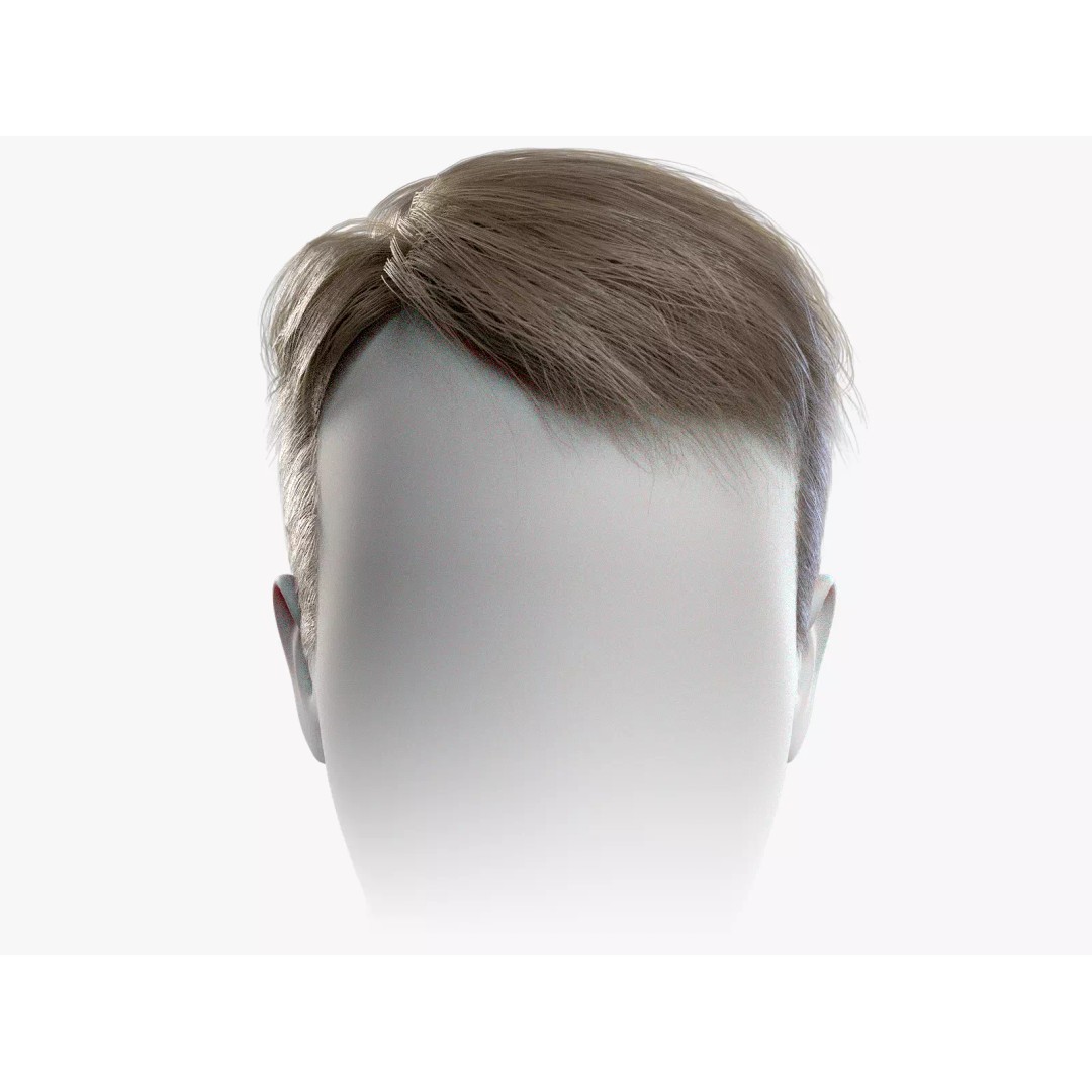 Realtime Mens Hairstyle 3D Model – Low Poly Hair Asset, FBX - View 2