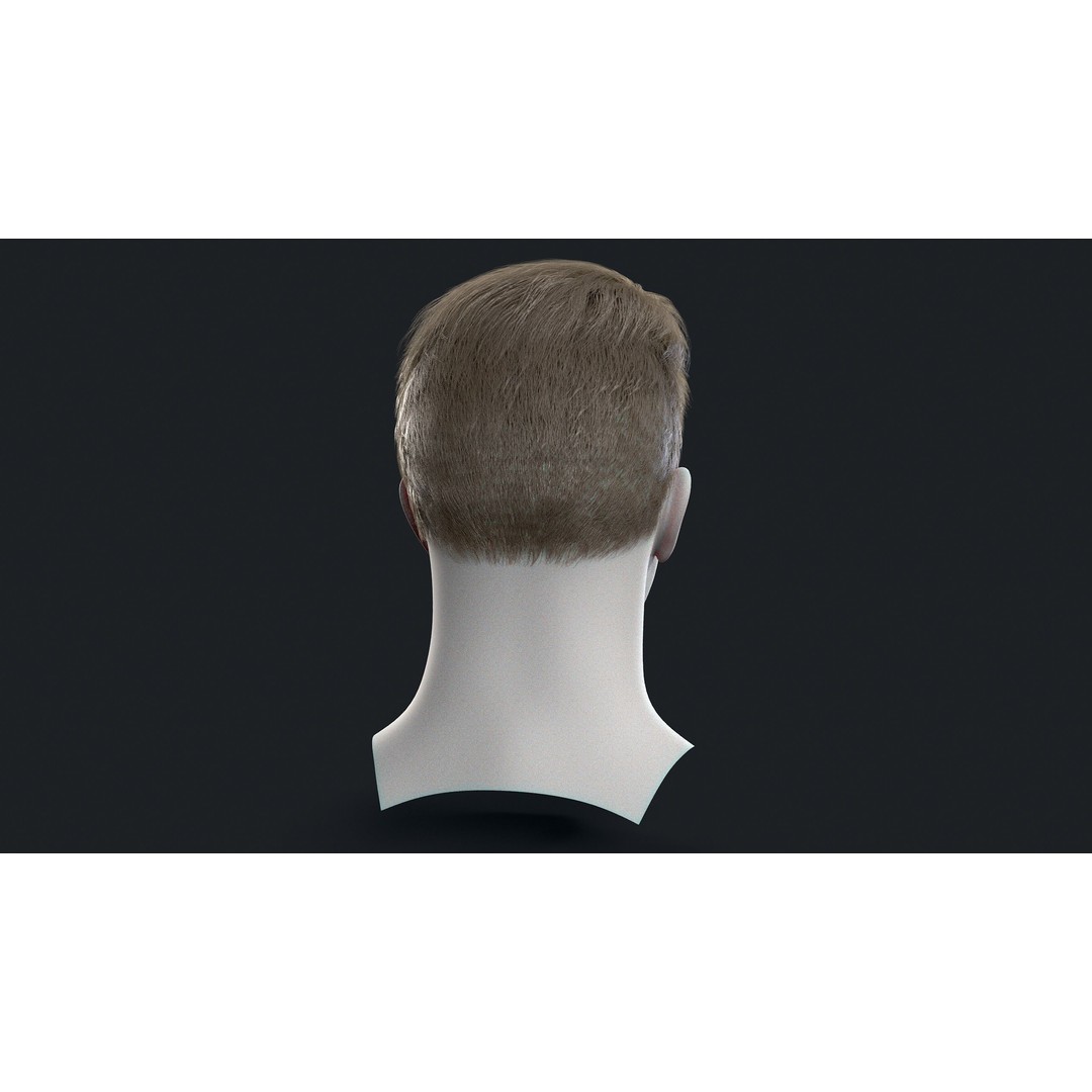Realtime Mens Hairstyle 3D Model – Low Poly Hair Asset, FBX - View 5