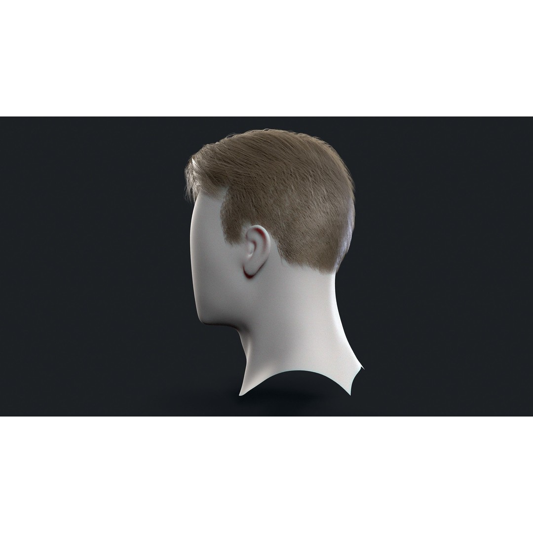 Realtime Mens Hairstyle 3D Model – Low Poly Hair Asset, FBX - View 6