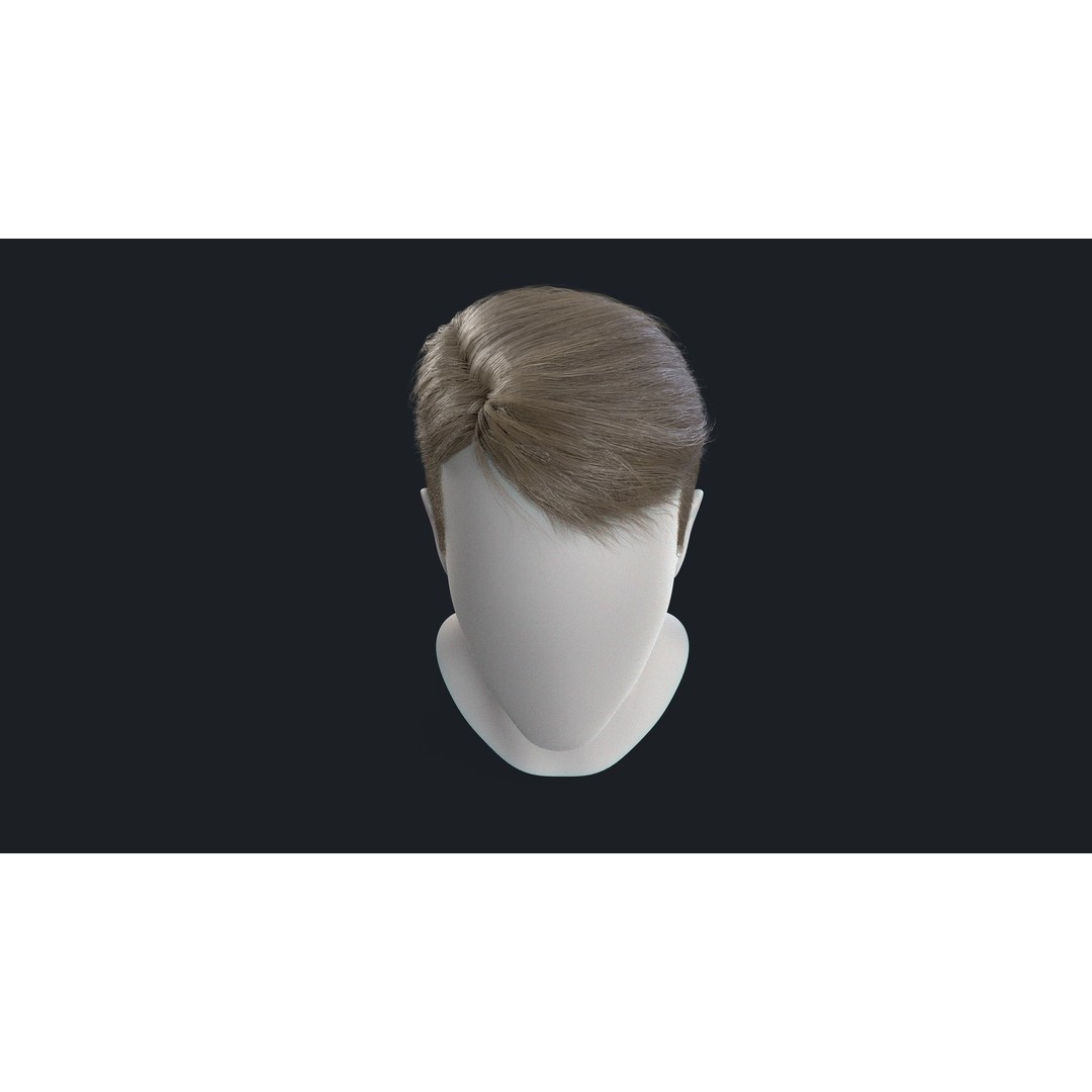 Realtime Mens Hairstyle 3D Model – Low Poly Hair Asset, FBX - View 8