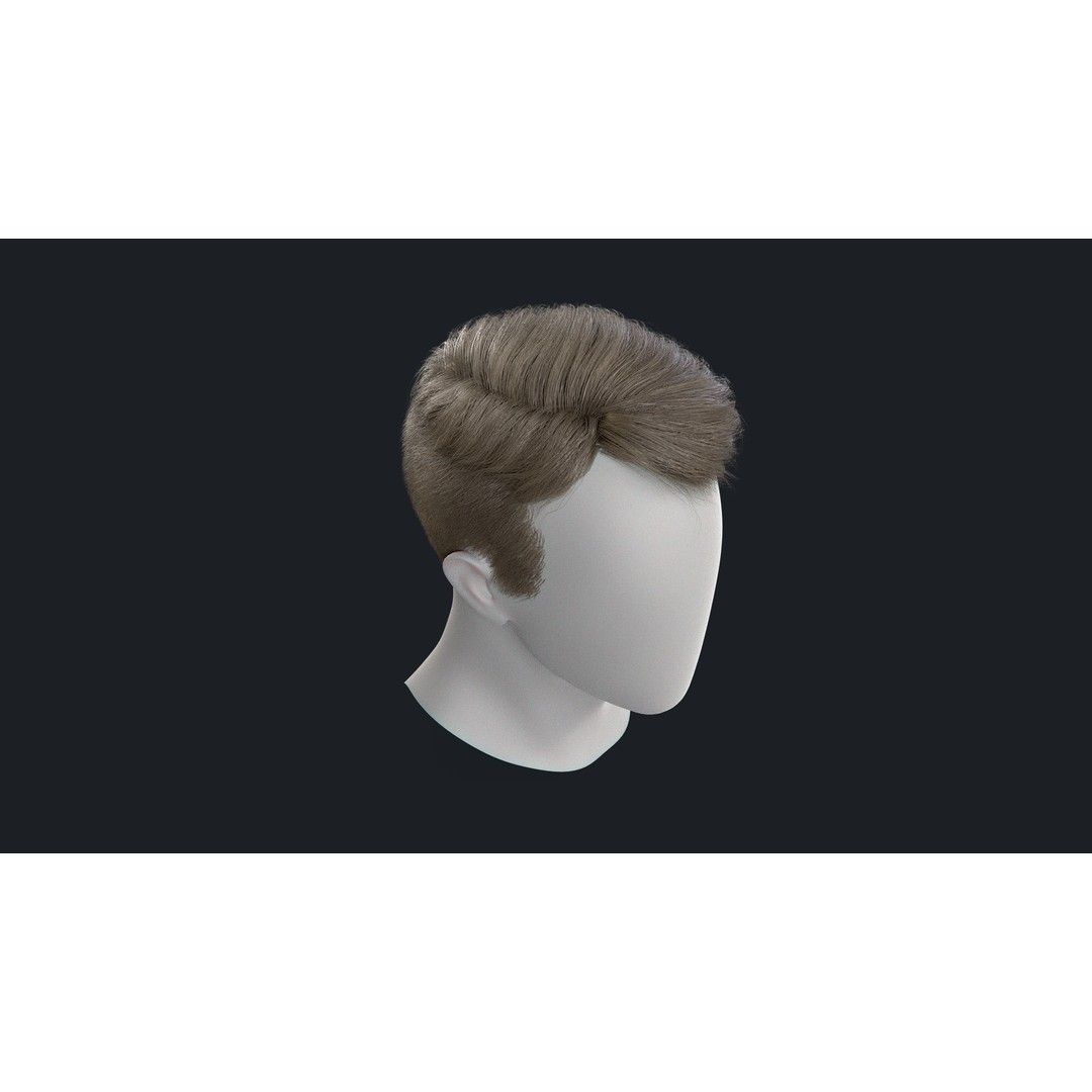 Realtime Mens Hairstyle 3D Model – Low Poly Hair Asset, FBX - View 9