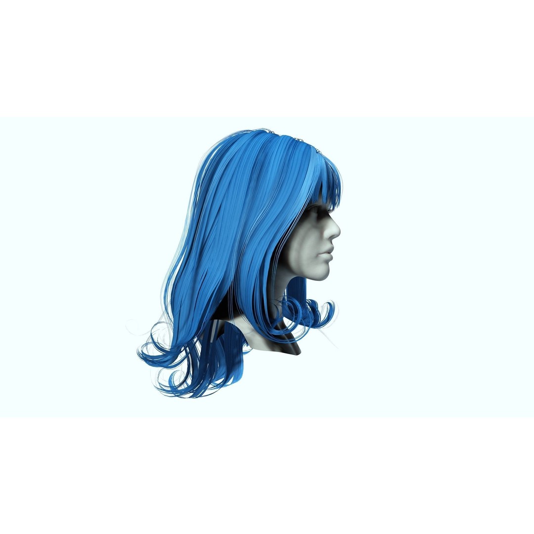 Realistic Female Hair 3D Model – Low Poly Customizable Game Asset, FBX - View 10