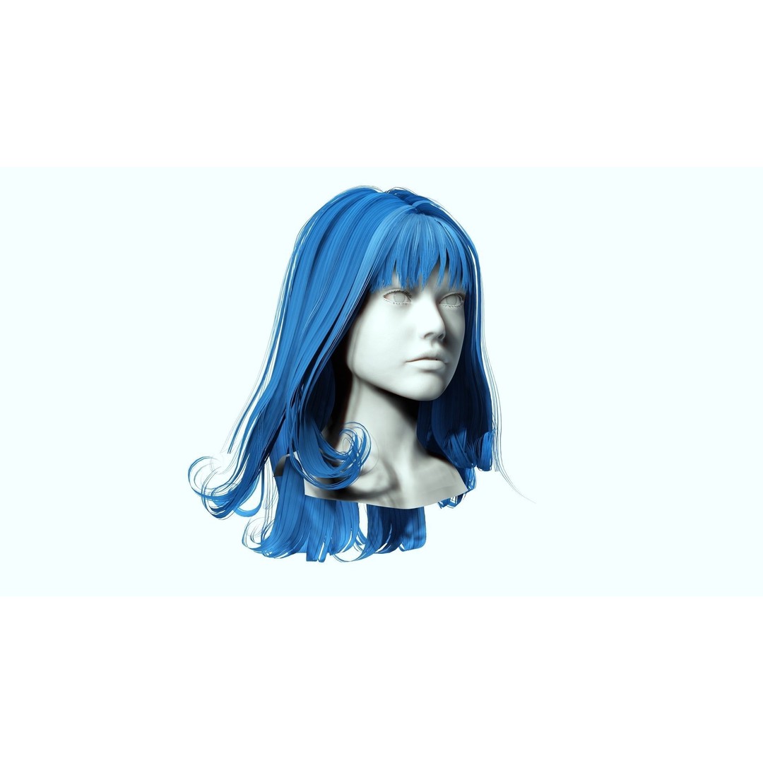 Realistic Female Hair 3D Model – Low Poly Customizable Game Asset, FBX - View 11