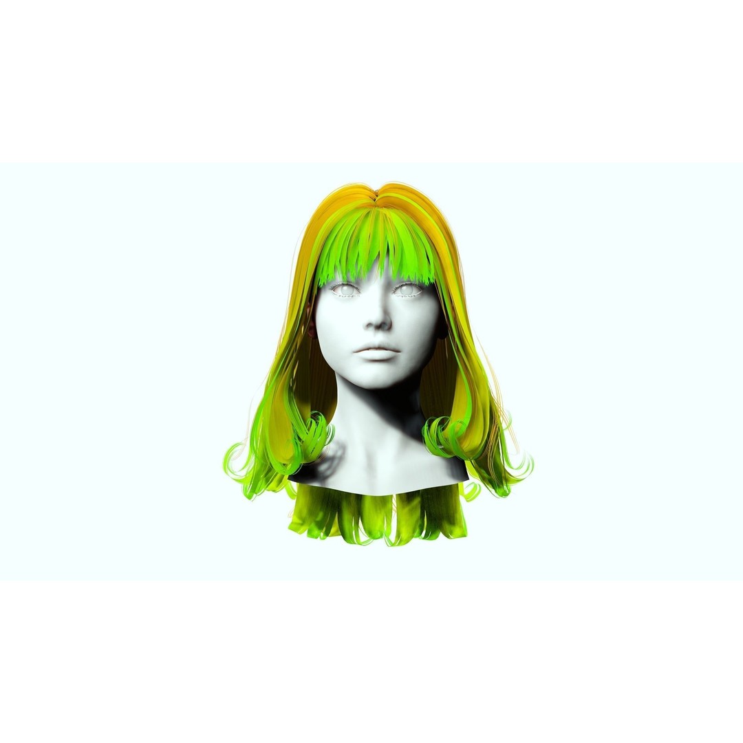 Realistic Female Hair 3D Model – Low Poly Customizable Game Asset, FBX - View 12