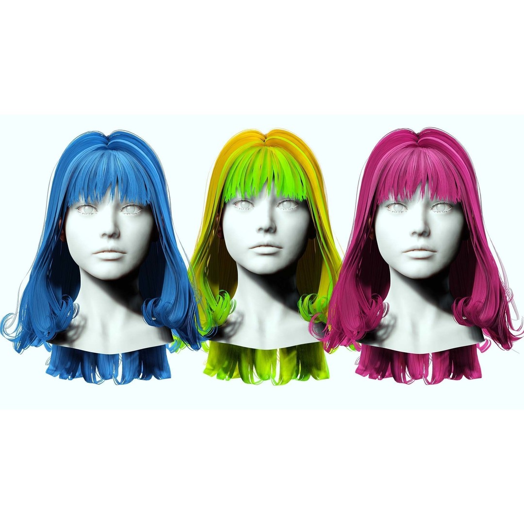 Realistic Female Hair 3D Model – Low Poly Customizable Game Asset, FBX - View 3