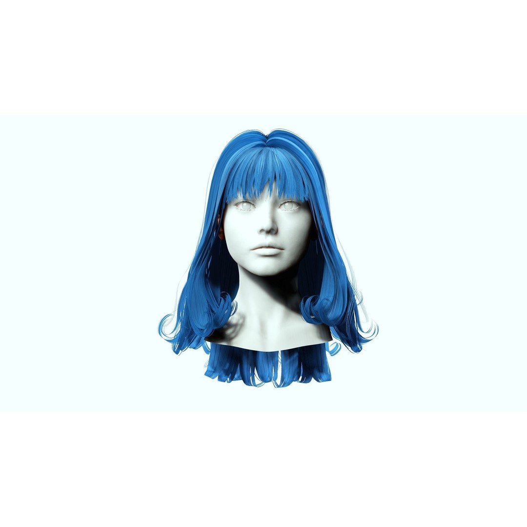 Realistic Female Hair 3D Model – Low Poly Customizable Game Asset, FBX - View 4