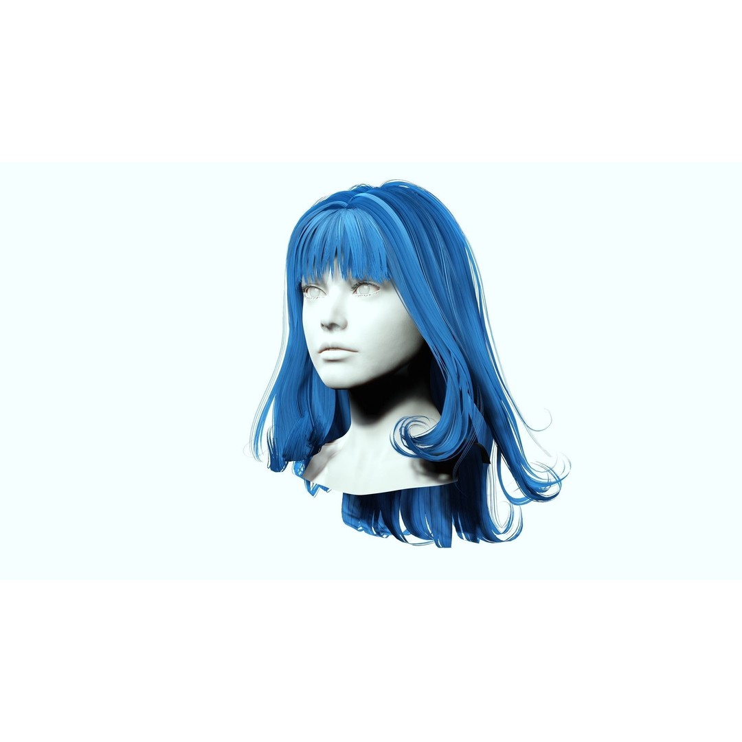 Realistic Female Hair 3D Model – Low Poly Customizable Game Asset, FBX - View 5