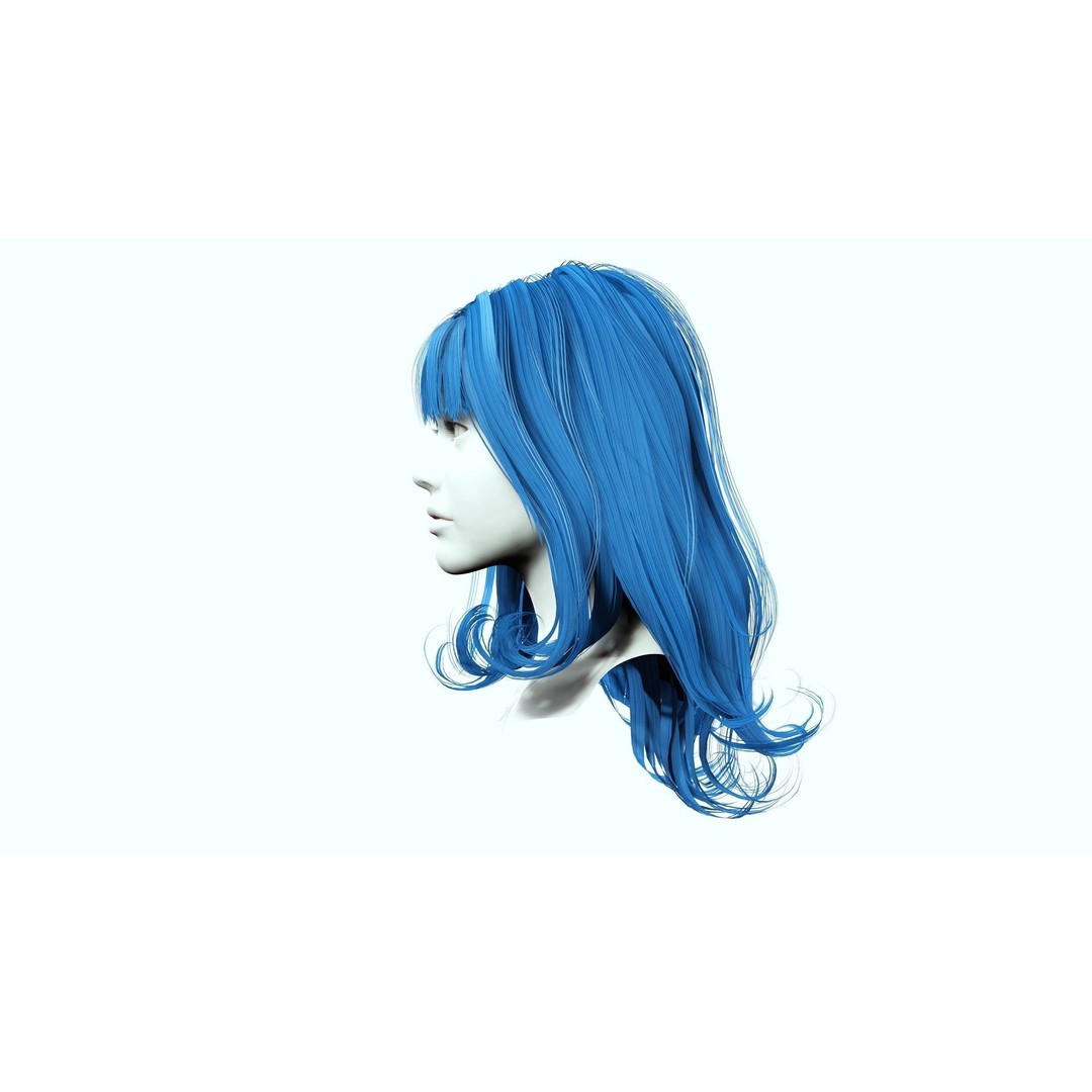 Realistic Female Hair 3D Model – Low Poly Customizable Game Asset, FBX - View 6