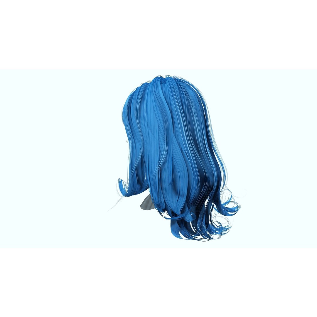 Realistic Female Hair 3D Model – Low Poly Customizable Game Asset, FBX - View 7