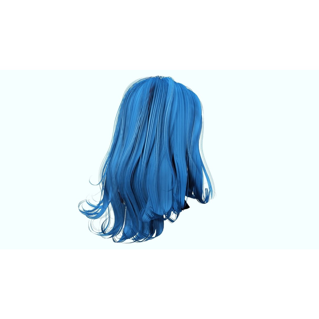 Realistic Female Hair 3D Model – Low Poly Customizable Game Asset, FBX - View 9