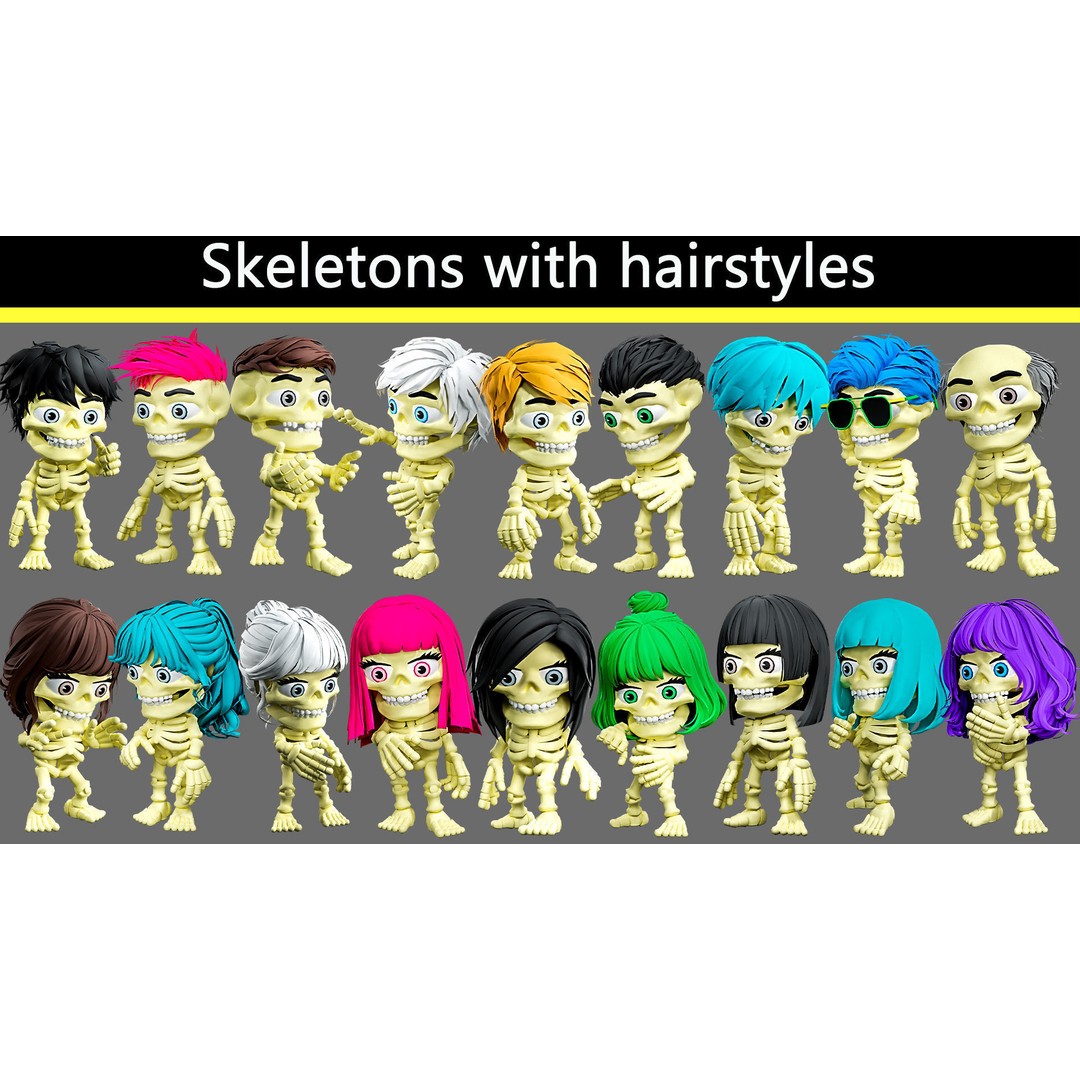 Skeleton 3D Model – Low Poly Character Pack with Rigged Designs