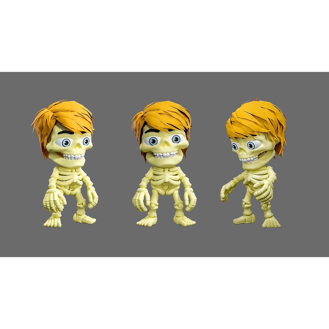 Skeleton 3D Model – Low Poly Character Pack with Rigged Designs - View 10