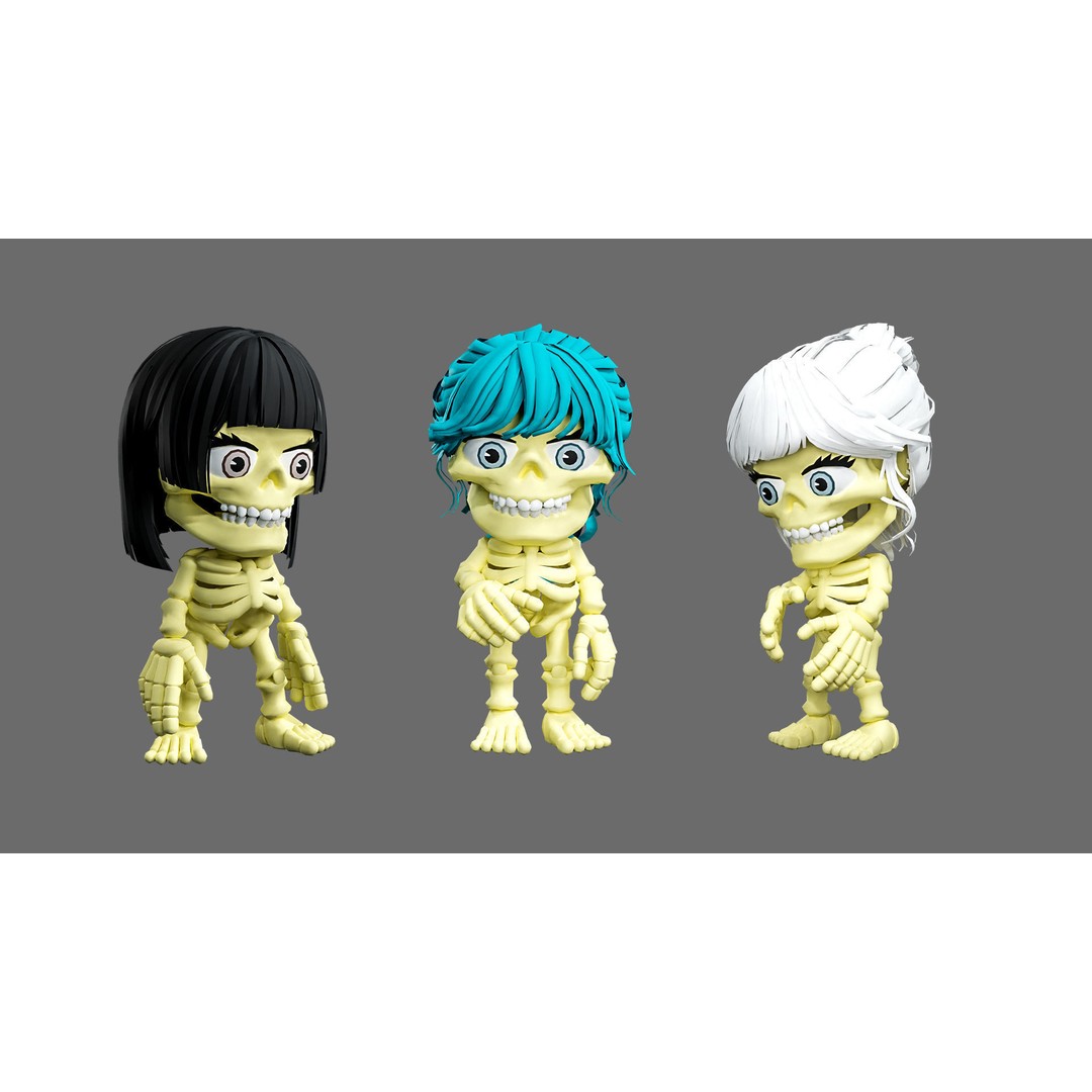 Skeleton 3D Model – Low Poly Character Pack with Rigged Designs - View 11