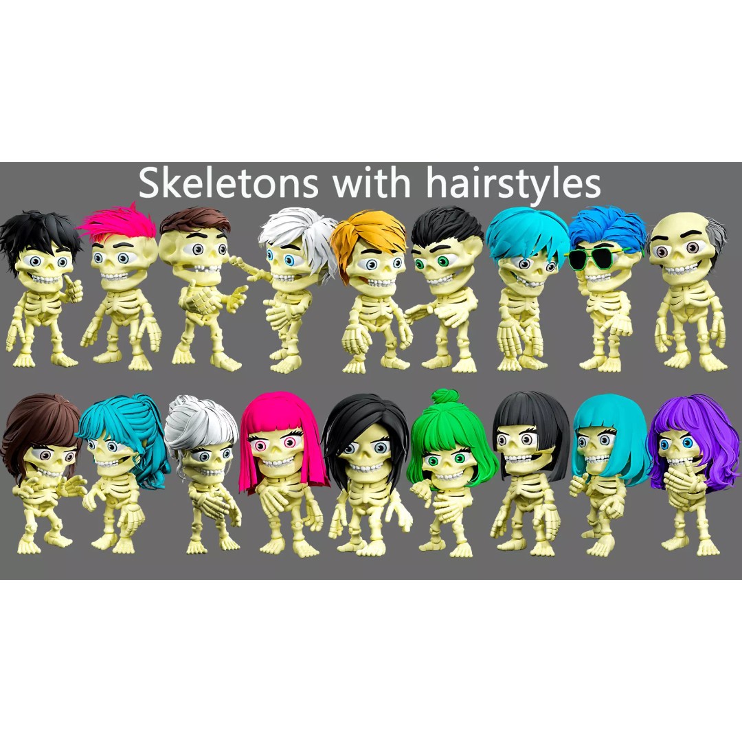 Skeleton 3D Model – Low Poly Character Pack with Rigged Designs - View 2