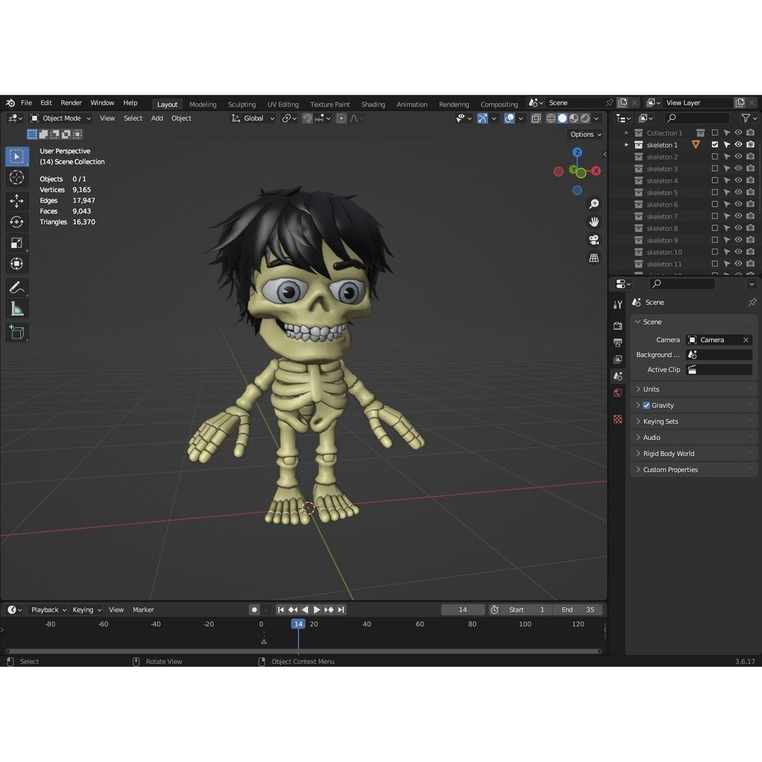 Skeleton 3D Model – Low Poly Character Pack with Rigged Designs - View 22