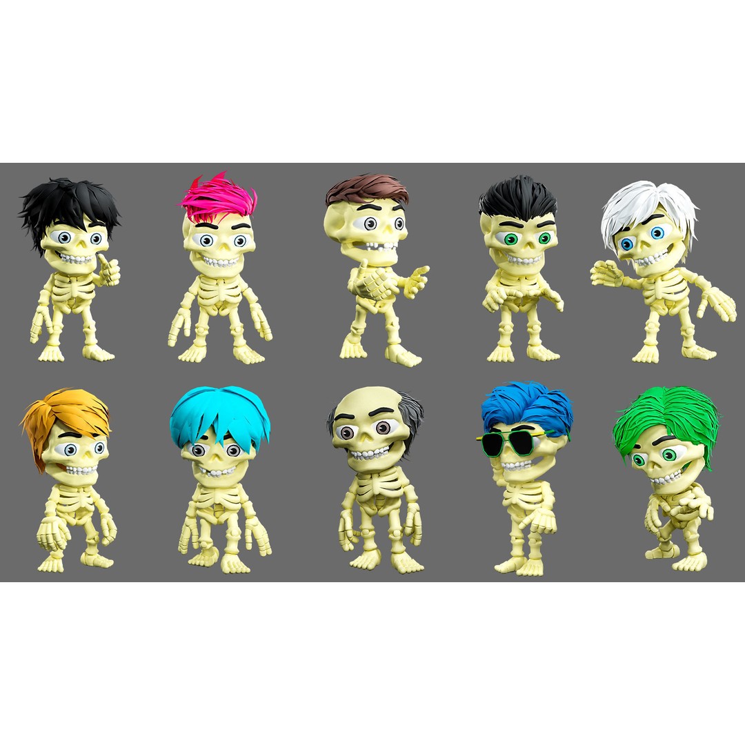 Skeleton 3D Model – Low Poly Character Pack with Rigged Designs - View 3