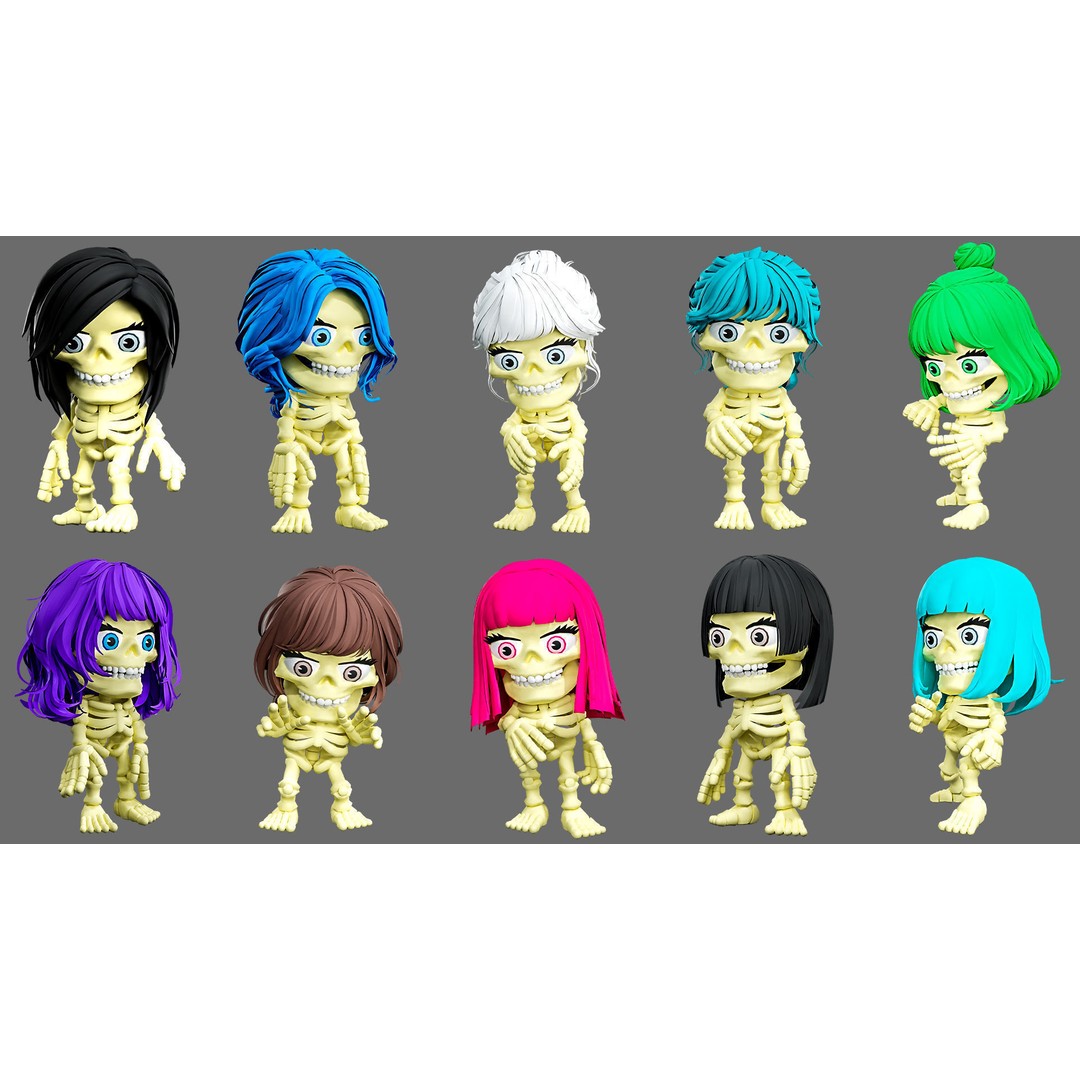 Skeleton 3D Model – Low Poly Character Pack with Rigged Designs - View 4