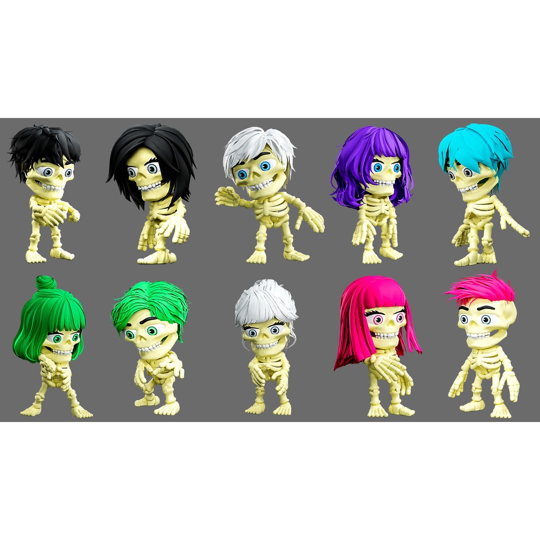 Skeleton 3D Model – Low Poly Character Pack with Rigged Designs - View 5