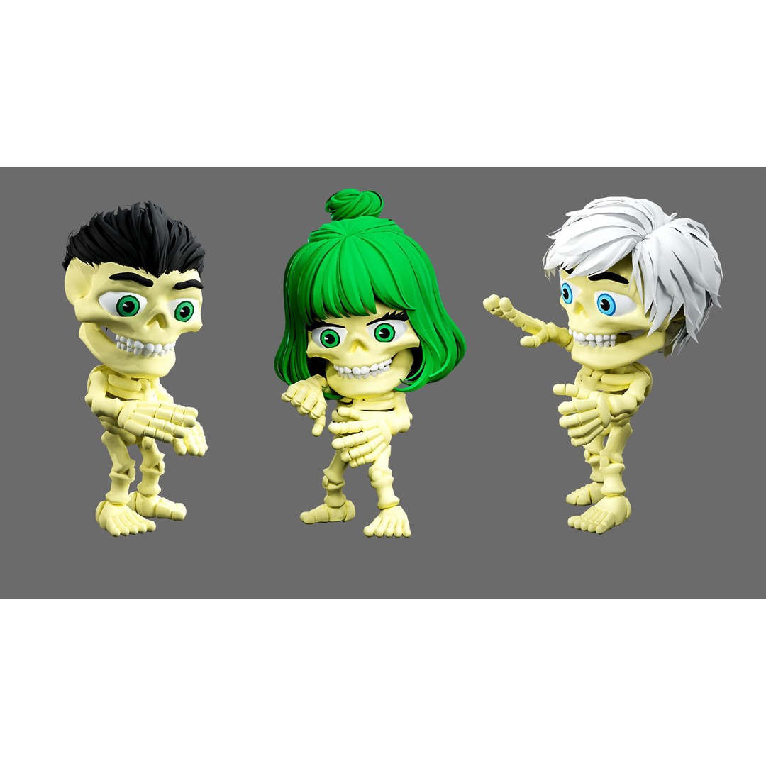 Skeleton 3D Model – Low Poly Character Pack with Rigged Designs - View 6