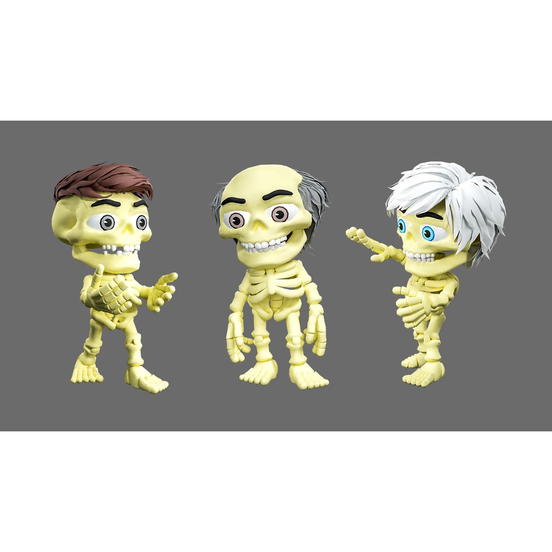 Skeleton 3D Model – Low Poly Character Pack with Rigged Designs - View 8
