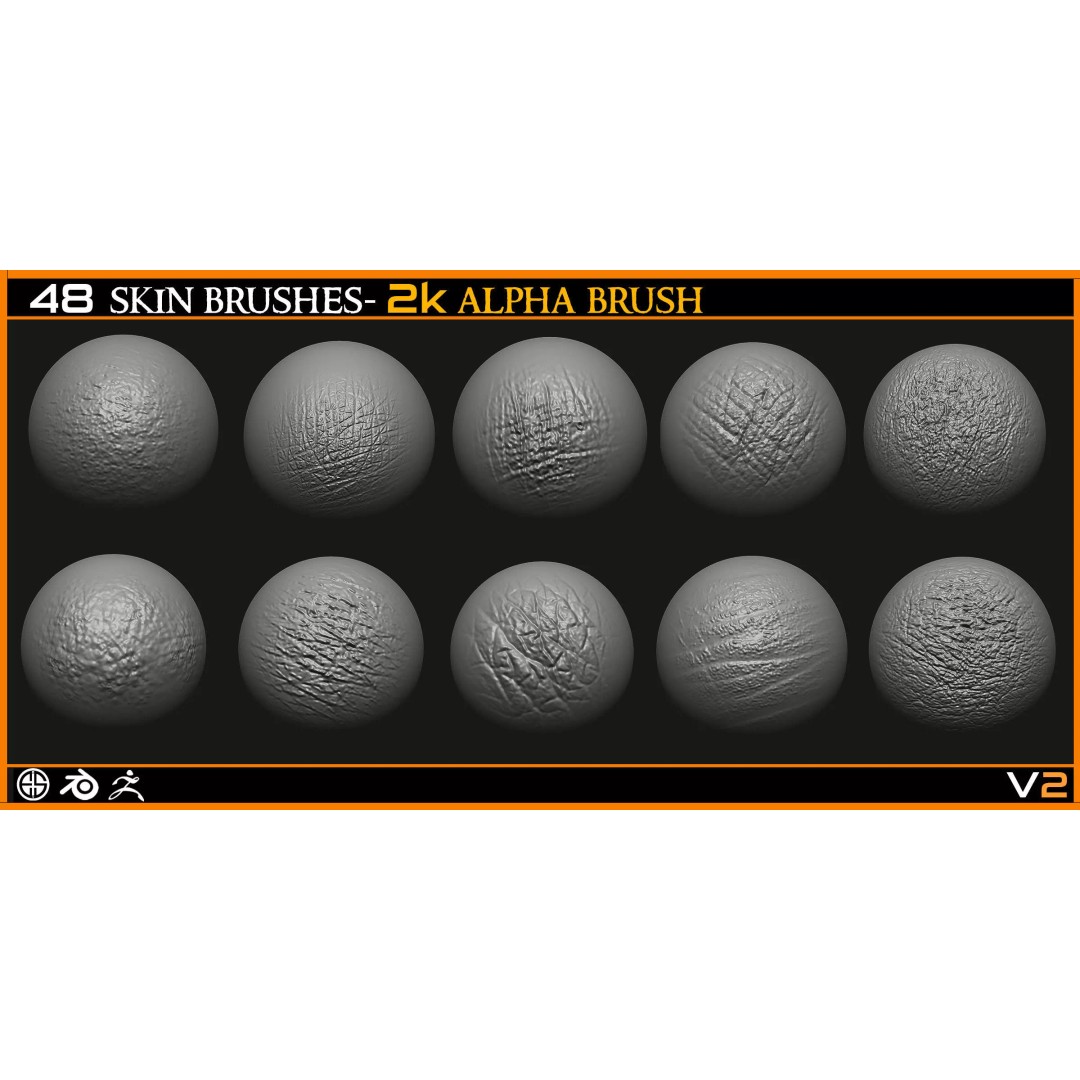 Face Skin Brush 3D Model – Realistic Alpha Brushes for Blender & Zbrush - View 10